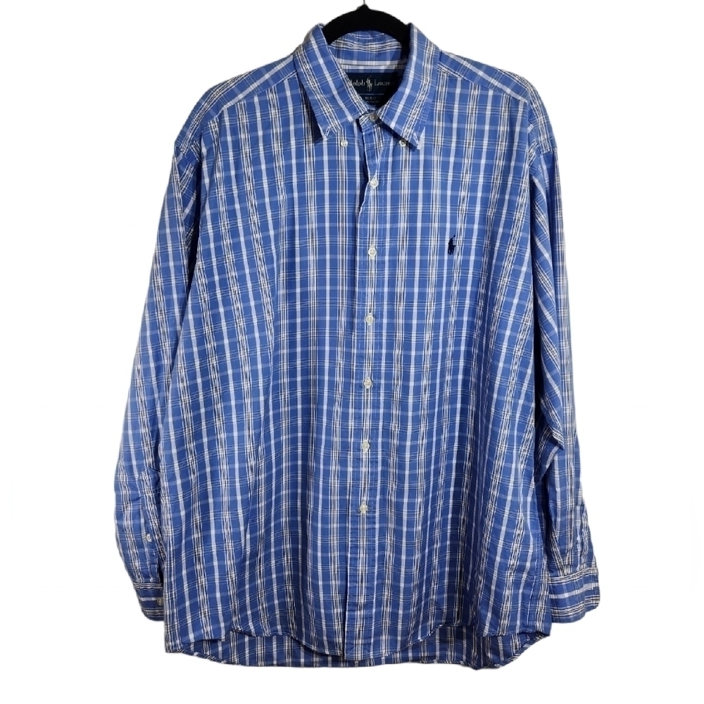 Ralph Lauren Long Sleeve Shirt Mens Large Blue Plaid